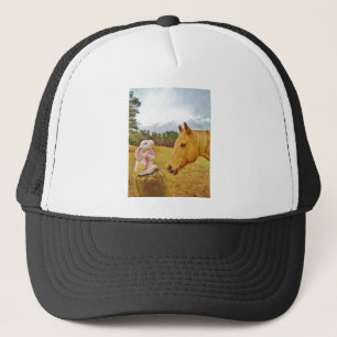 White Rabbit and Yellow Horse Trucker Hat