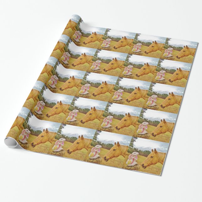 White Rabbit and Yellow Horse Wrapping Paper (Unrolled)