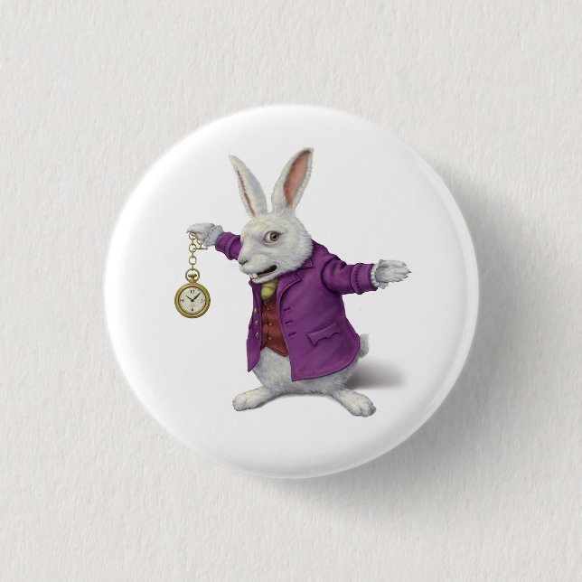 White Rabbit Badge 1 Inch Round Button (Front)