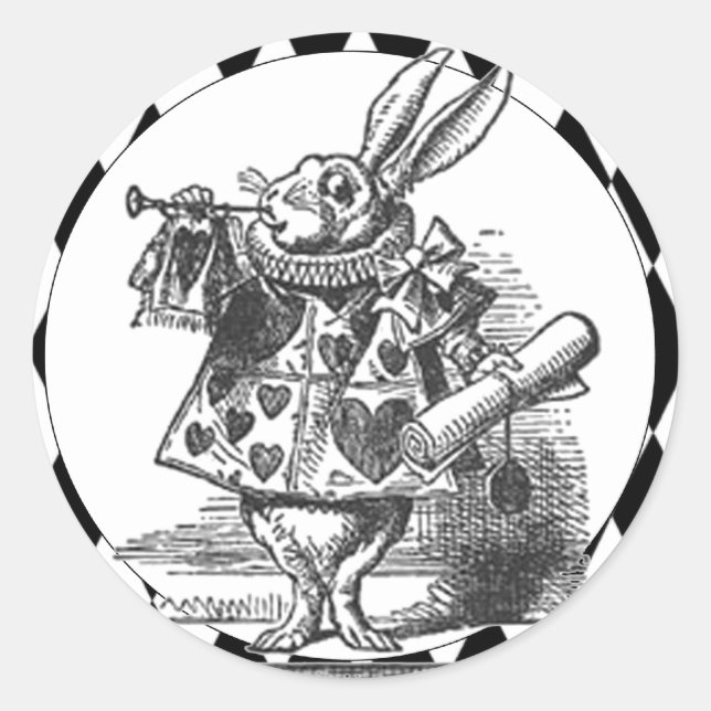 White Rabbit Black/white Harlequin Sticker (Front)