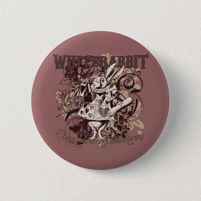 White Rabbit Carnivale Style 2 Inch Round Button (Front)