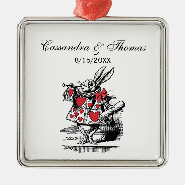 White Rabbit Court Trumpeter Alice in Wonderland Metal Ornament (Front)
