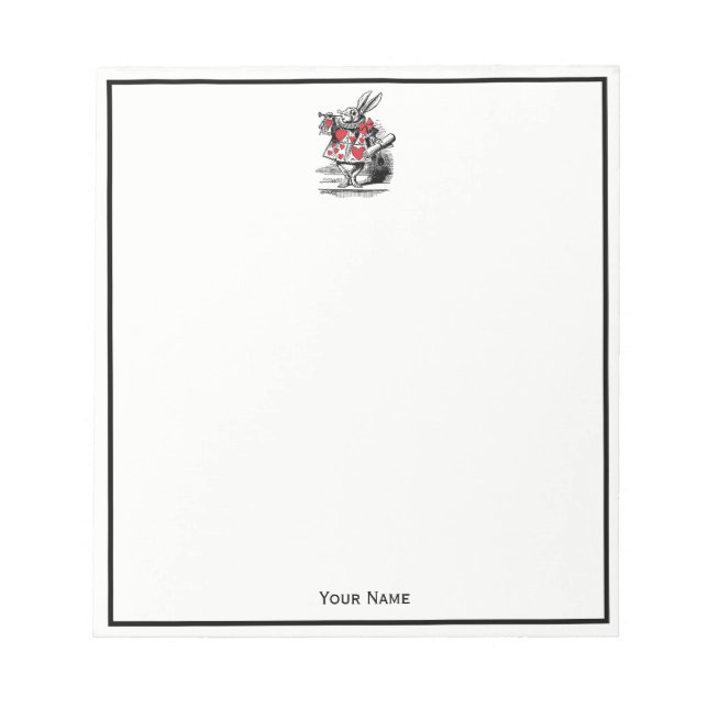 White Rabbit Court Trumpeter Alice in Wonderland Notepad (Front)