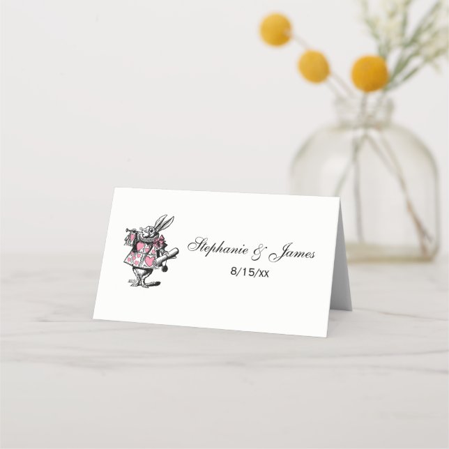 White Rabbit Court Trumpeter Alice in Wonderland P Place Card (Front)