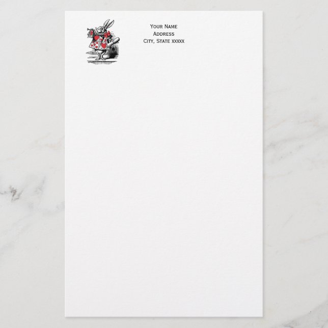White Rabbit Court Trumpeter Alice in Wonderland Stationery (Front)
