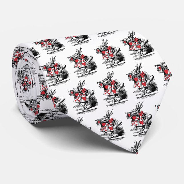 White Rabbit Court Trumpeter Alice in Wonderland Tie (Rolled)