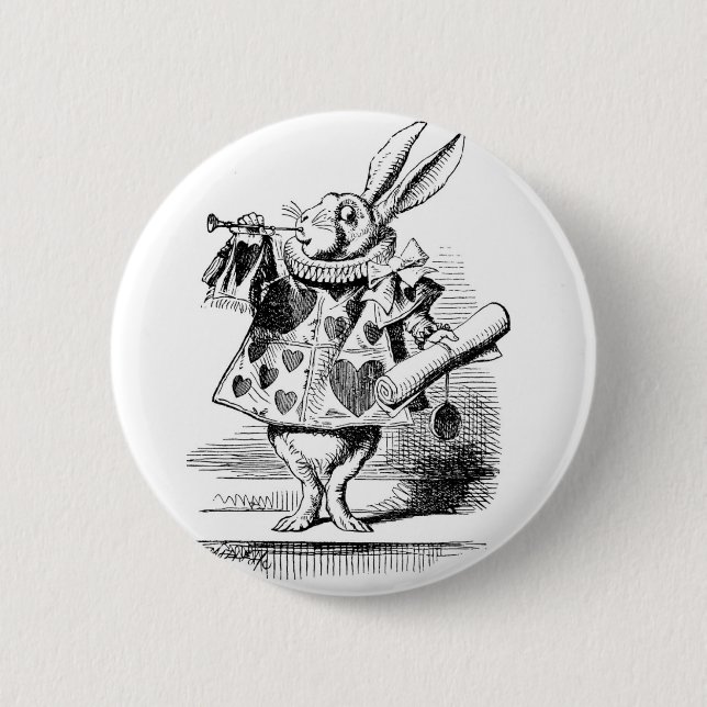 White Rabbit dressed as Herald 2 Inch Round Button (Front)
