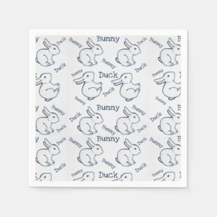 White Rabbit Duck Optical Illusion Drawing Easter Napkin