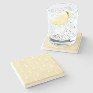 White Rabbit Ears Happy Easter Spring Season Stone Coaster