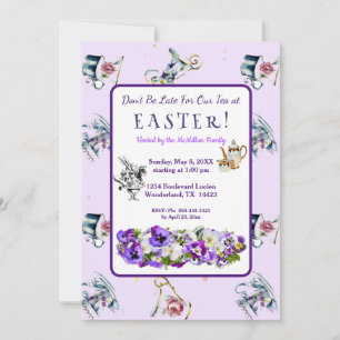 White Rabbit Easter Tea Party Invitation