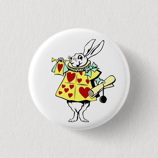 White Rabbit from Alice in Wonderland 1 Inch Round Button (Front)