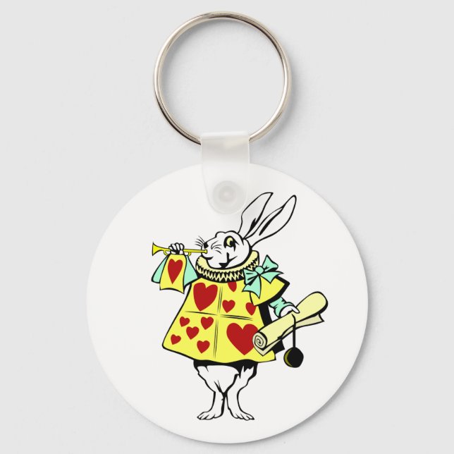 White Rabbit from Alice in Wonderland Button Keychain (Front)