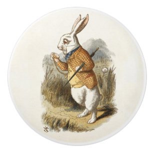 White Rabbit from Alice In Wonderland Vintage Art Ceramic Knob
