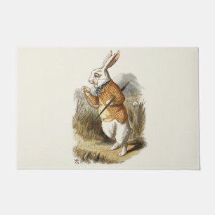 White Rabbit from Alice In Wonderland Vintage Art Doormat