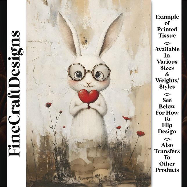 White Rabbit, Glasses & A Red Heart BY2 Decoupage Tissue Paper (Creator Uploaded)