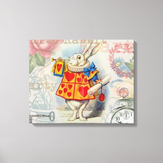 White Rabbit Hearts Alice Classic Canvas Print (Front)