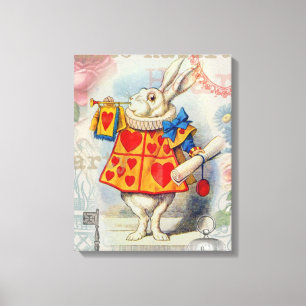 White Rabbit Hearts Alice Classic Canvas Print