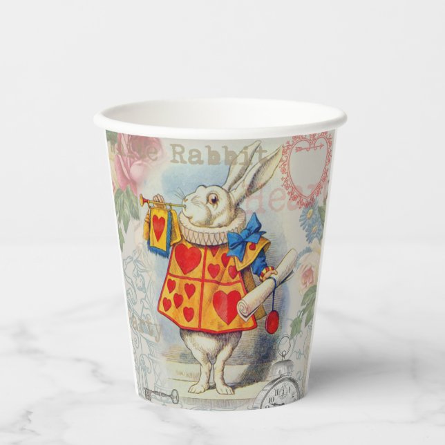 White Rabbit Hearts Alice Classic Paper Cups (Front)