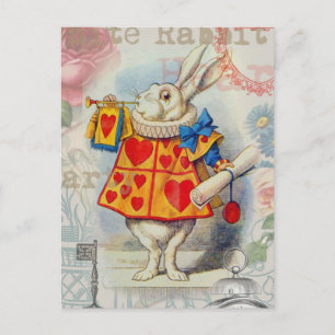 White Rabbit Hearts Alice Classic Postcard