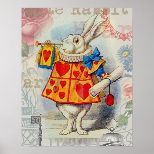 White Rabbit Hearts Alice Classic Poster (Front)