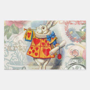 White Rabbit Hearts Alice Classic Sticker