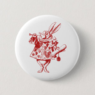 White Rabbit Herald Inked Red 2 Inch Round Button
