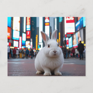 White Rabbit in Times Square Holiday Postcard
