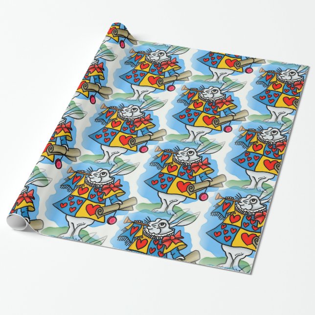 White Rabbit in Wonderland Wrapping Paper (Unrolled)