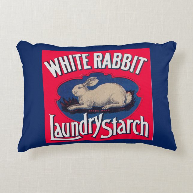 White Rabbit Laundry Starch crate label Accent Pillow (Front)