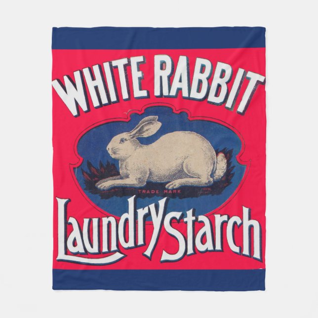 White Rabbit Laundry Starch label print Fleece Blanket (Front)