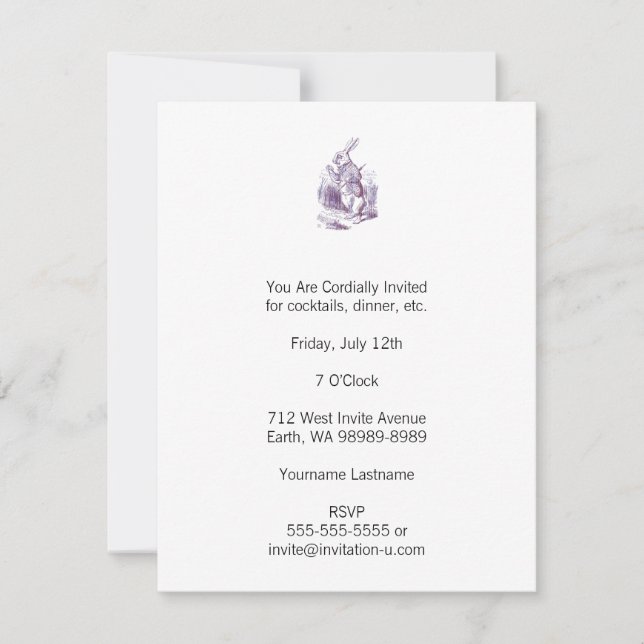 White Rabbit Letterpess Style Invitation (Front)