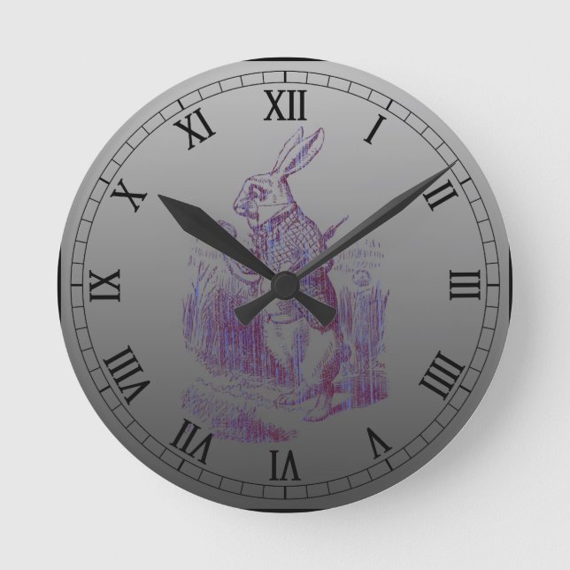 White Rabbit Letterpess Style Round Clock (Front)