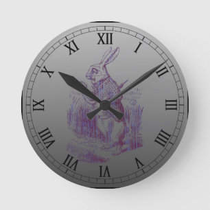 White Rabbit Letterpess Style Round Clock