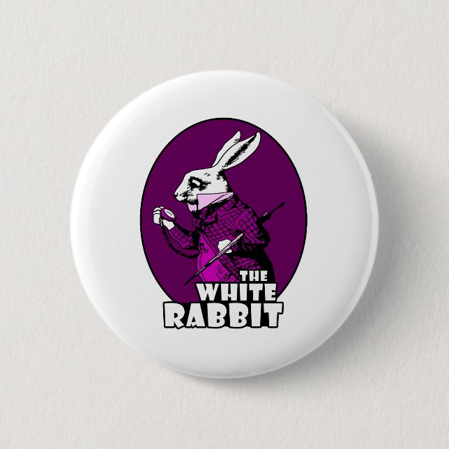 White Rabbit Logo Purple 2 Inch Round Button (Front)