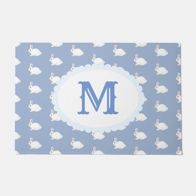White Rabbit Monogramed Doormat (Front)