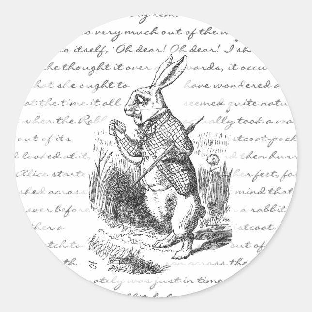 White Rabbit - Oh Dear! Oh Dear! I shall be Late! Classic Round Sticker (Front)