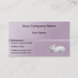 White Rabbit on Lilac Background Business Card