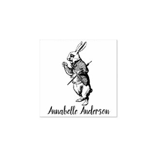 White Rabbit Personalize Rubber Stamp
