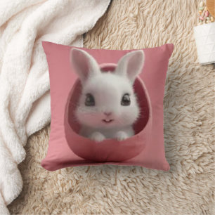 White Rabbit Pink Colour Throw Pillow