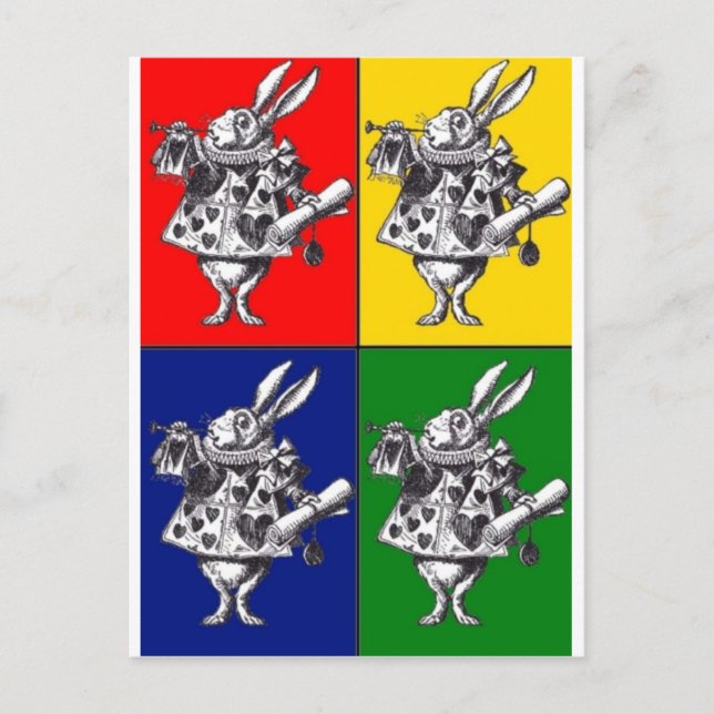 White Rabbit Pop Art Postcard (Front)