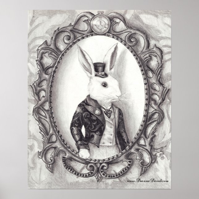 White Rabbit Poster White Rabbit Art Wonderland (Front)
