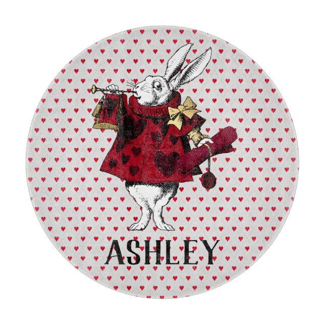 White Rabbit Queens Garb Personalized  Cutting Board (Front)
