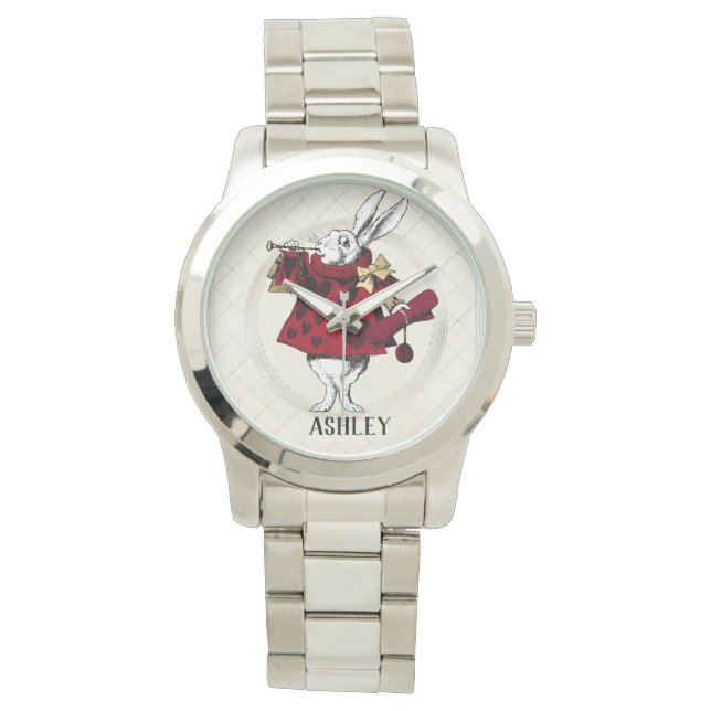 White Rabbit Queens Garb Personalized  Watch (Front)