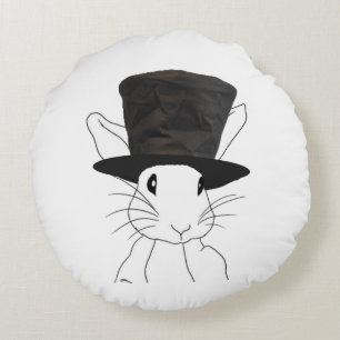 White Rabbit Round Pillow