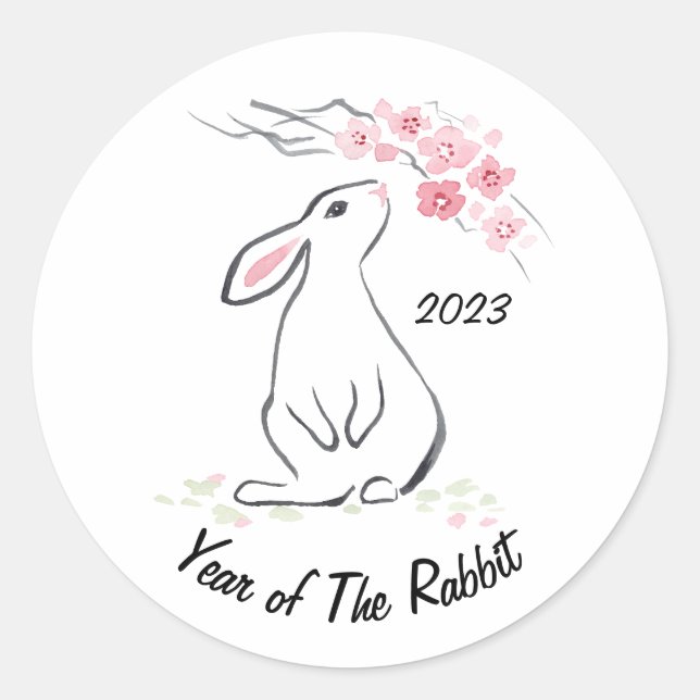 White Rabbit Sakura 2023 Classic Round Sticker (Front)