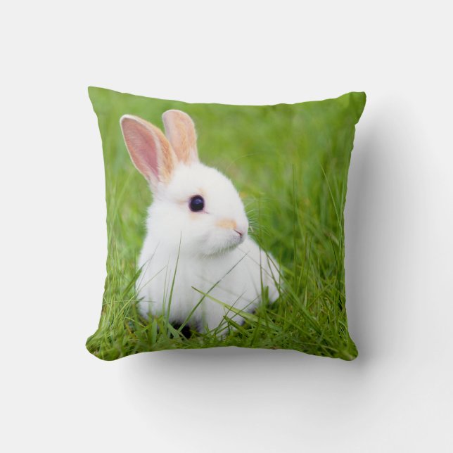 White Rabbit Throw Pillow (Front)