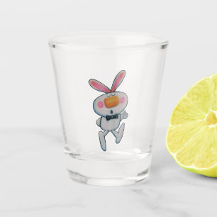 White Rabbit Thumbs Up Sign Black Bow Tie Shot Glass