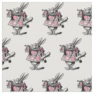 White Rabbit Trumpeter Alice Adv Wonderland Pink Fabric