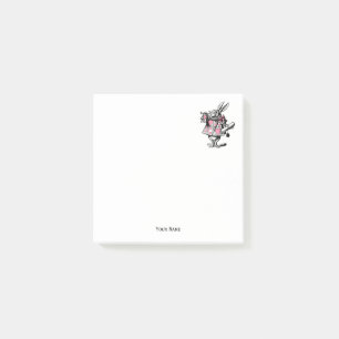 White Rabbit Trumpeter Alice Adv Wonderland Pink Post-it Notes