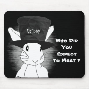 White Rabbit Who'd You Expect to Meet Custom text Mouse Pad